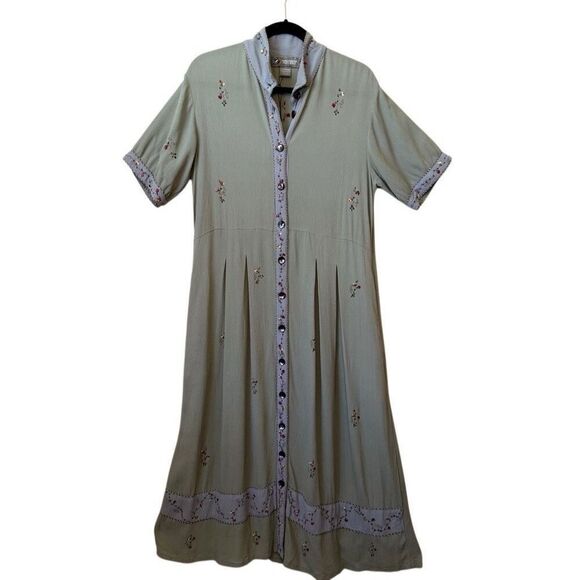 Vintage Hand Painted Papy Boez Midi Dress Sz S/M 90’s, Cottagecore - Picture 4 of 12